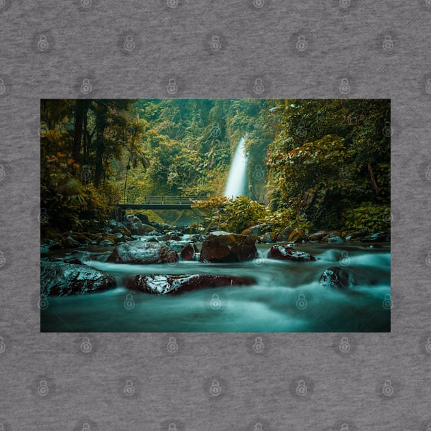 Tropic Waterfall on a Rocky River in Rain Forest by 13Lines Art